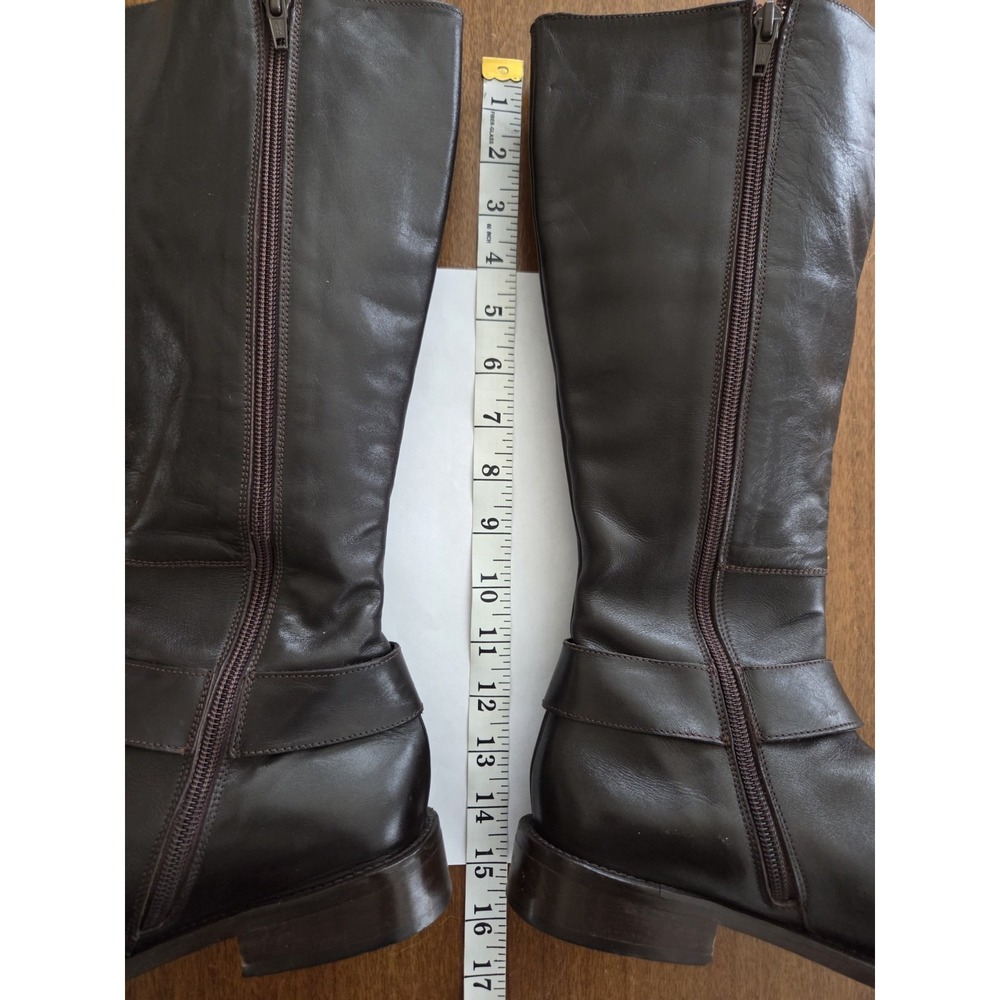 Leather Tall Riding Boots Womens 7.5 Classic Old Money Colin Stuart Italy Dk Brn - Picture 7 of 13
